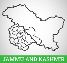 Simple outline map of Jammu and Kashmir. Vector graphic illustration.