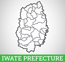 Simple outline map of Iwate Prefecture, Japan. Vector graphic illustration.