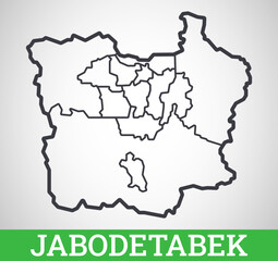 Simple outline map of Jabodetabek. Vector graphic illustration.