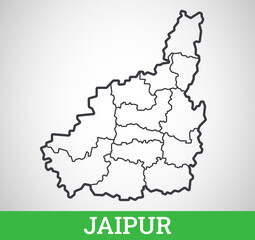 Simple outline map of Jaipur, India. Vector graphic illustration.