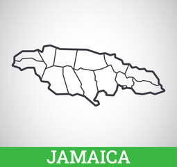 Simple outline map of Jamaica with regions. Vector graphic illustration.