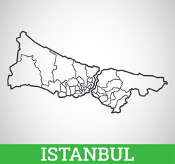 Simple outline map of Istanbul, Turkey. Vector graphic illustration.