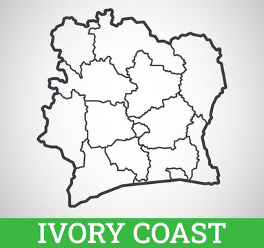 Simple outline map of Ivory Coast. Vector graphic illustration.