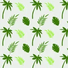 Afwasbaar Fotobehang Tropische bladeren Pattern Nature Tropical Vintage Concept Seamless Pattern With Coconut Tree And Leaf Silhouette Vector Illustration Flyer Clothing Design Wrapping Paper