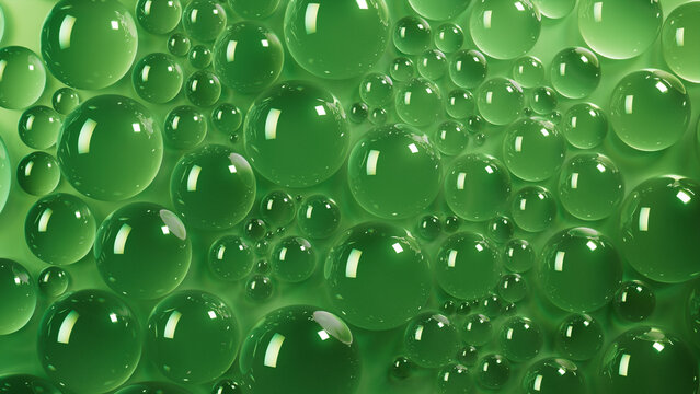 Water Droplets Background. Green, Glossy Wallpaper.