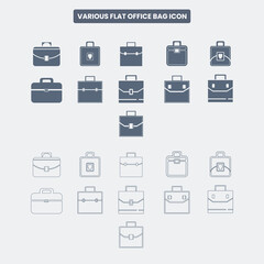 Various Flat Office Bag Icon Vector Illustration
