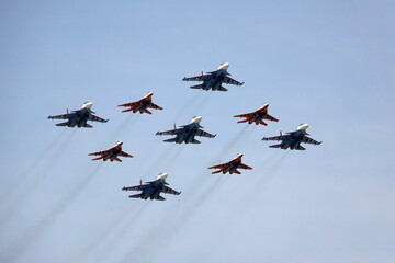 The formation of military aircraft 