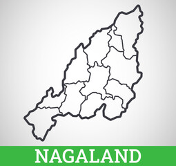 Simple outline map of Nagaland, India. Vector graphic illustration.