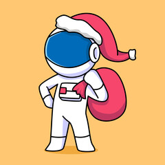 cute astronaut with christmas costume cartoon design