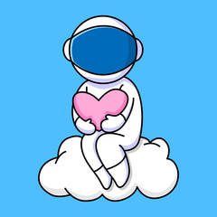 cute astronaut sitting on cloud cartoon design