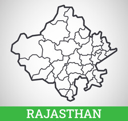 Simple outline map of Rajasthan, India. Vector graphic illustration.
