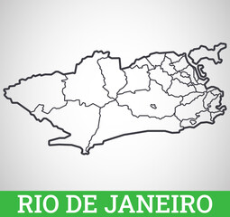Simple outline map of Rio De Janeiro, Brazil. Vector graphic illustration.