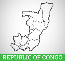Simple outline map of Rupublic of Congo. Vector graphic illustration.