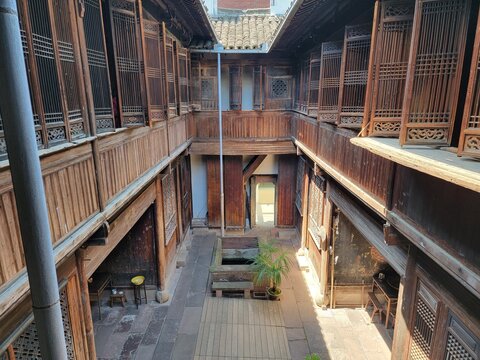 Wooden Chinese Home Or House With Courtyard