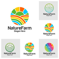 Set of Color Farm Logo Design Template. Farm logo concept vector. Creative Icon Symbol