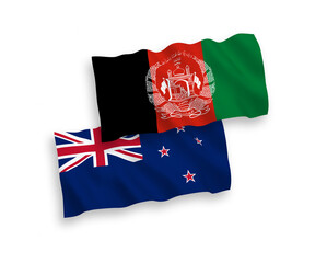Flags of New Zealand and Islamic Republic of Afghanistan on a white background
