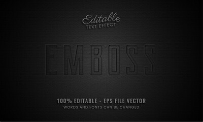 Emboss black leather editable text effect Premium Vector