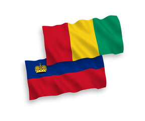 Flags of Liechtenstein and Guinea on a white background