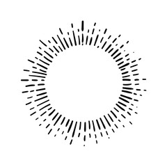 Sunburst, explosion effects, vintage doodle isolated on white background