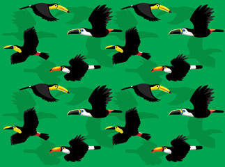 Bird Toucan Flying Various Seamless Wallpaper Background © bullet_chained