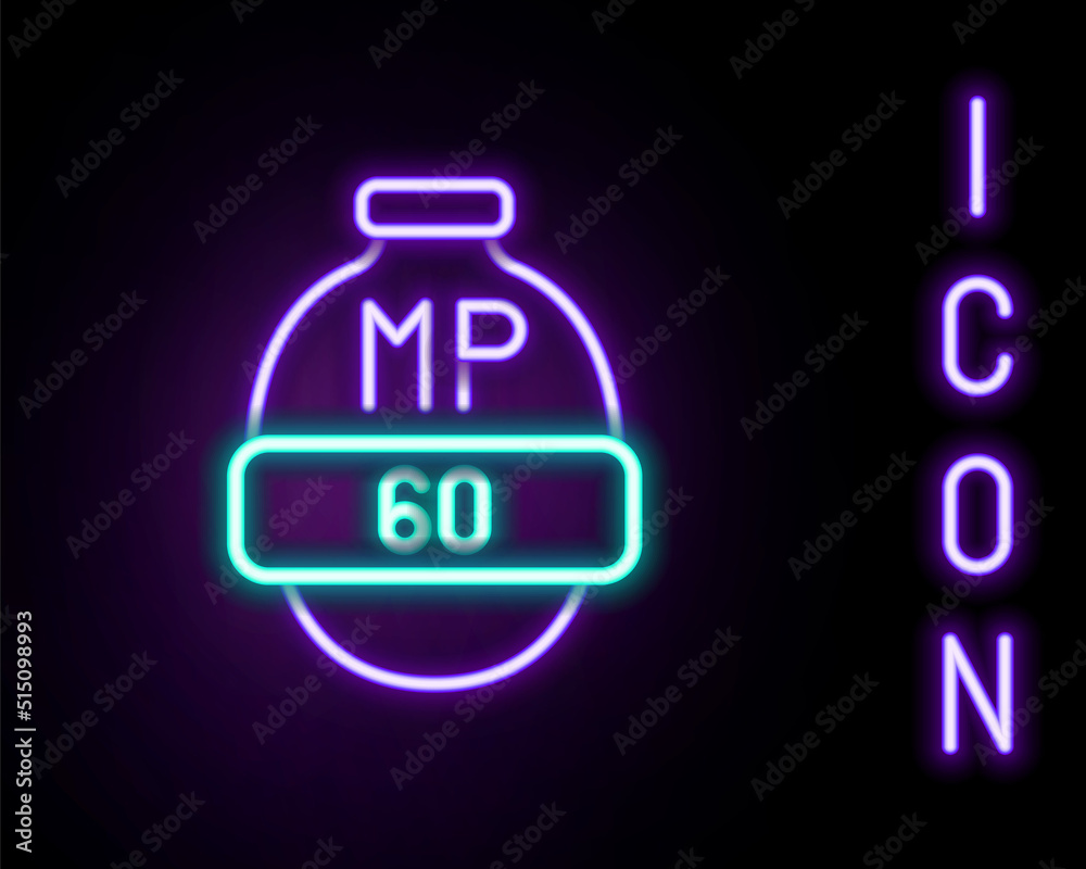 Sticker Glowing neon line Video game bar icon isolated on black background. Colorful outline concept. Vector