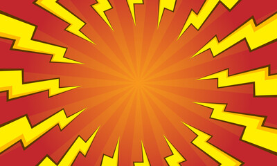 Comic pop art background with thunder illustration