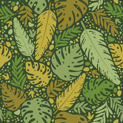 Contemporary tropical seamless pattern. Art design for paper, cover, fabric, interior decor.