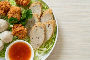 Boiled Fish Balls, Shrimp Balls and Chinese Fish Sausage