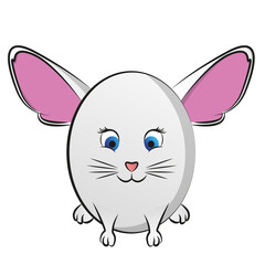 Cute round abstract animal with big ears looking forward.