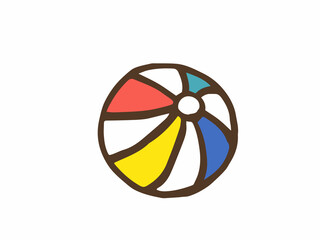 かわいい夏のカラフルなビーチボール／手描き文字イラスト素材セット