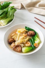 pork dumpling soup with shrimps and vegetable