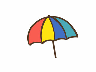 Obraz premium かわいい夏のカラフルなパラソル／手描きイラスト素材