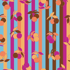 Cherry fruit fashion colored seamless pattern