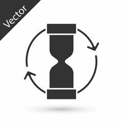 Grey Old hourglass with flowing sand icon isolated on white background. Sand clock sign. Business and time management concept. Vector