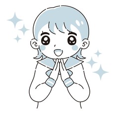 ときめくセーラー服の女の子のイラスト