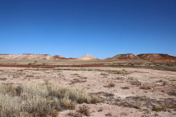 The Breakaways in the Kanku-Breakaways Conservation Park near the remote outback opal mining town of Coober Pedy, South Australia.