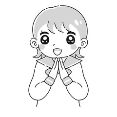 ときめくセーラー服の女の子のイラスト