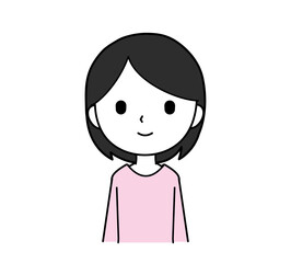 女性のイラスト 上半身 正面 線画