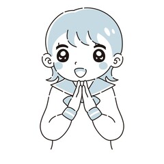 ときめくセーラー服の女の子のイラスト