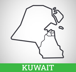 Simple outline map of Kuwait . Vector graphic illustration.