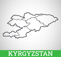 Simple outline map of Kyrgyzstan. Vector graphic illustration.