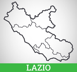 Obraz premium Simple outline map of Lazio, Italy. Vector graphic illustration.