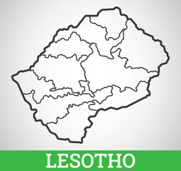 Simple outline map of Lesotho. Vector graphic illustration.