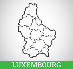 Simple outline map of Luxembourg with regions. Vector graphic illustration.