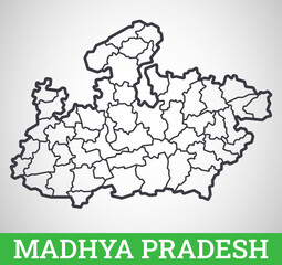 Simple outline map of Madhya Pradesh District, India. Vector graphic illustration.
