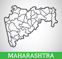 Simple outline map of Maharashtra, India. Vector graphic illustration.