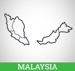 Simple outline map of Malaysia with regions. Vector graphic illustration.