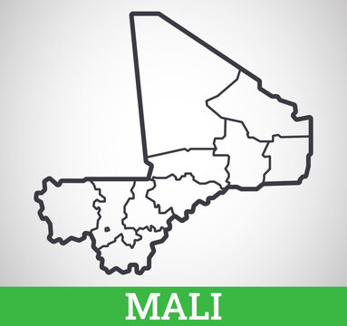 Simple outline map of Mali. Vector graphic illustration.