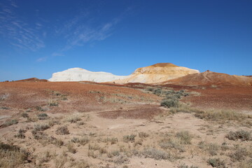 The Breakaways in the Kanku-Breakaways Conservation Park near the remote outback opal mining town of Coober Pedy, South Australia.