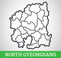 Simple outline map of North Gyeongsang, South Korea. Vector graphic illustration.